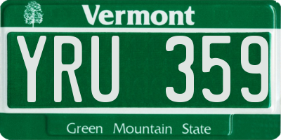 VT license plate YRU359