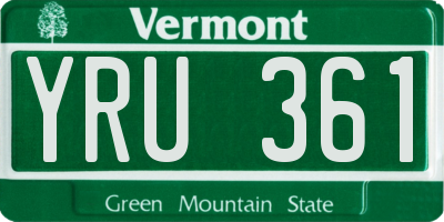 VT license plate YRU361