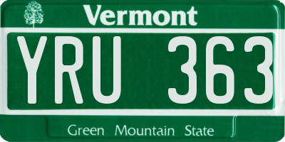 VT license plate YRU363