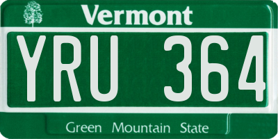 VT license plate YRU364