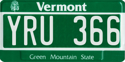 VT license plate YRU366