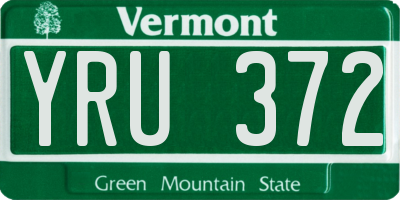 VT license plate YRU372