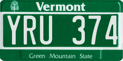 VT license plate YRU374