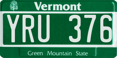 VT license plate YRU376