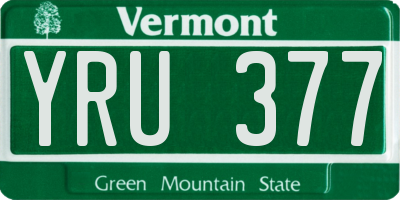 VT license plate YRU377