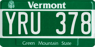 VT license plate YRU378