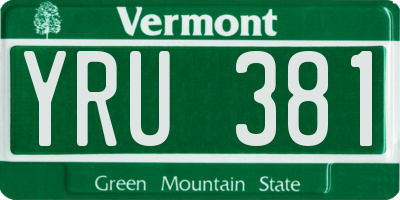 VT license plate YRU381