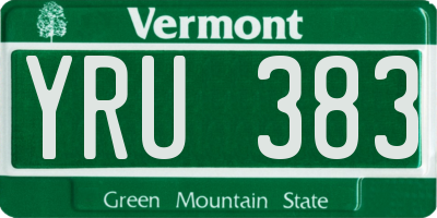 VT license plate YRU383