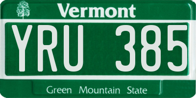 VT license plate YRU385