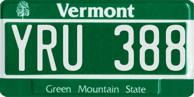 VT license plate YRU388