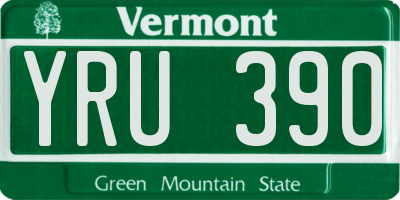 VT license plate YRU390