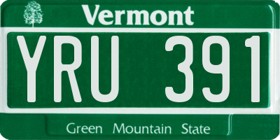 VT license plate YRU391