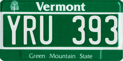 VT license plate YRU393