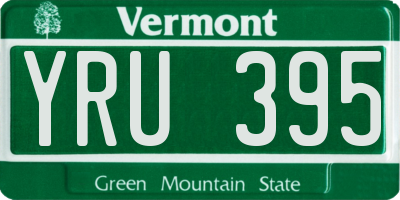 VT license plate YRU395