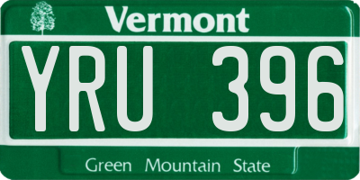 VT license plate YRU396
