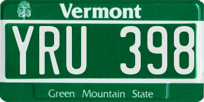VT license plate YRU398
