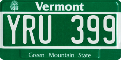 VT license plate YRU399
