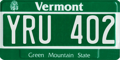 VT license plate YRU402