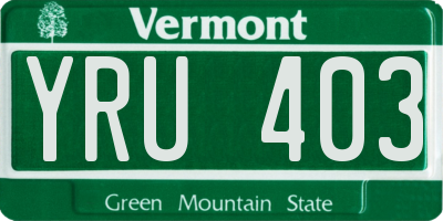 VT license plate YRU403