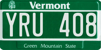 VT license plate YRU408