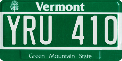VT license plate YRU410