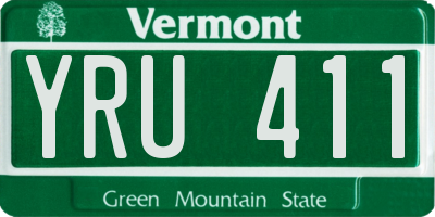VT license plate YRU411