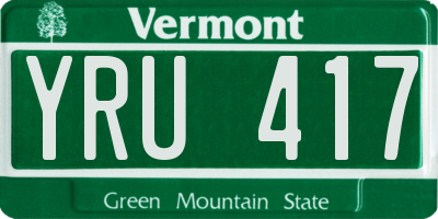 VT license plate YRU417