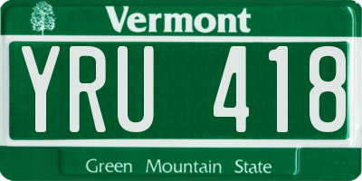 VT license plate YRU418