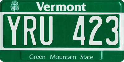 VT license plate YRU423