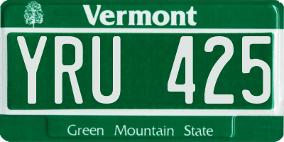 VT license plate YRU425