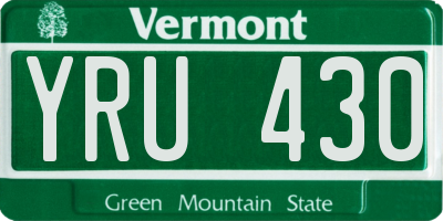 VT license plate YRU430