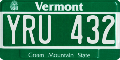 VT license plate YRU432