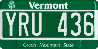 VT license plate YRU436