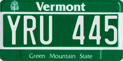 VT license plate YRU445