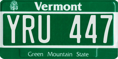 VT license plate YRU447