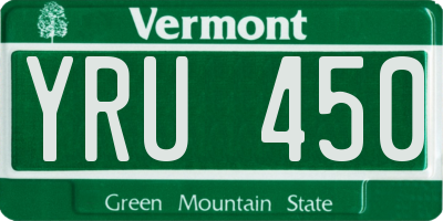 VT license plate YRU450