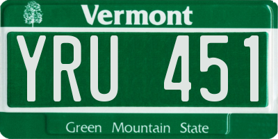 VT license plate YRU451
