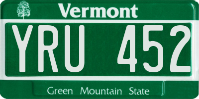 VT license plate YRU452