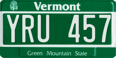 VT license plate YRU457