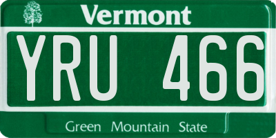 VT license plate YRU466