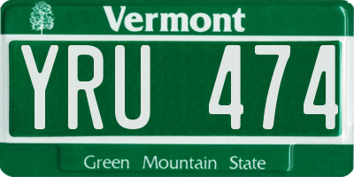 VT license plate YRU474