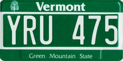 VT license plate YRU475