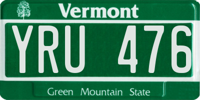 VT license plate YRU476