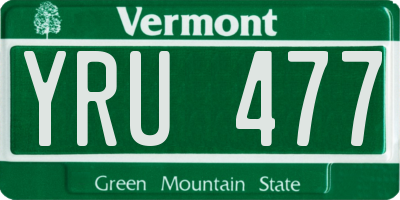 VT license plate YRU477