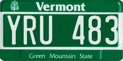 VT license plate YRU483