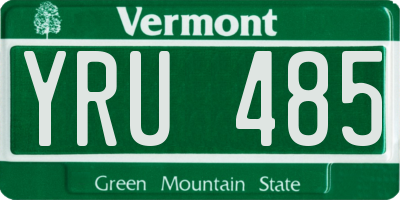 VT license plate YRU485