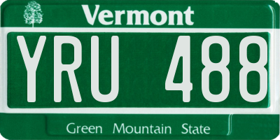 VT license plate YRU488