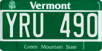VT license plate YRU490