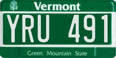 VT license plate YRU491