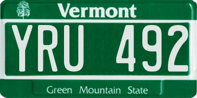 VT license plate YRU492